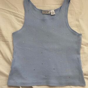 Energie Light Blue Tank Top with Silver Accents